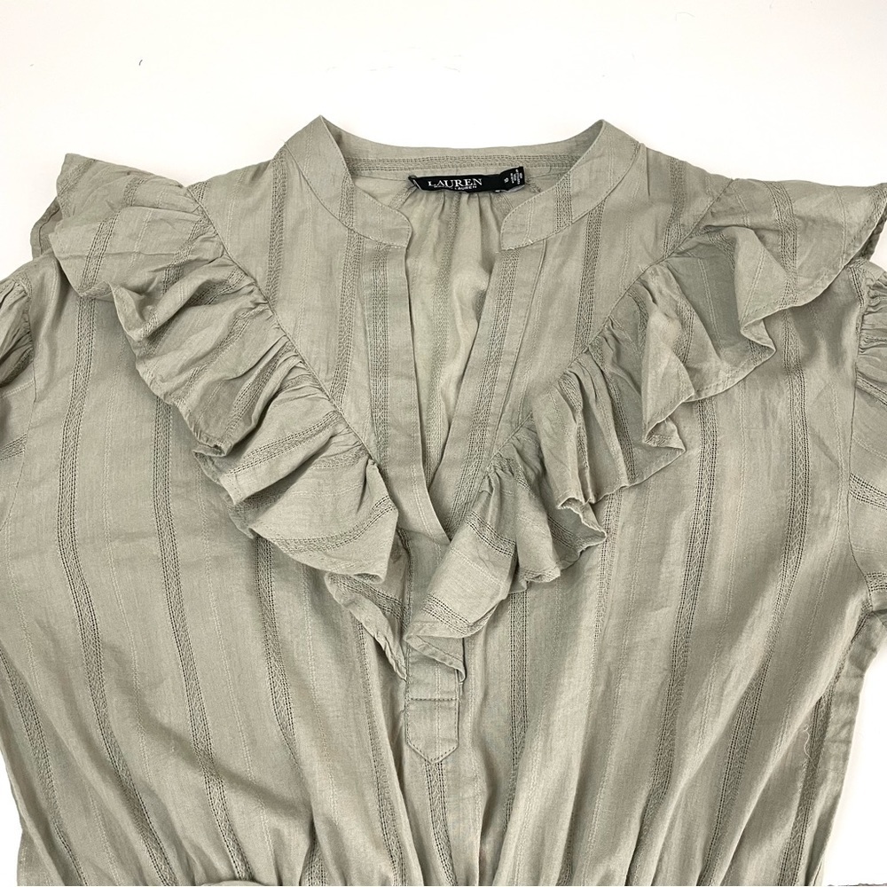 LAUREN Ralph Lauren Black Label Ruffled Tiered Dress Sage - Picture 5 of 11